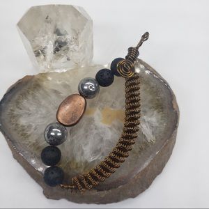 Wire wrapped pendant Druzy Lava Copper